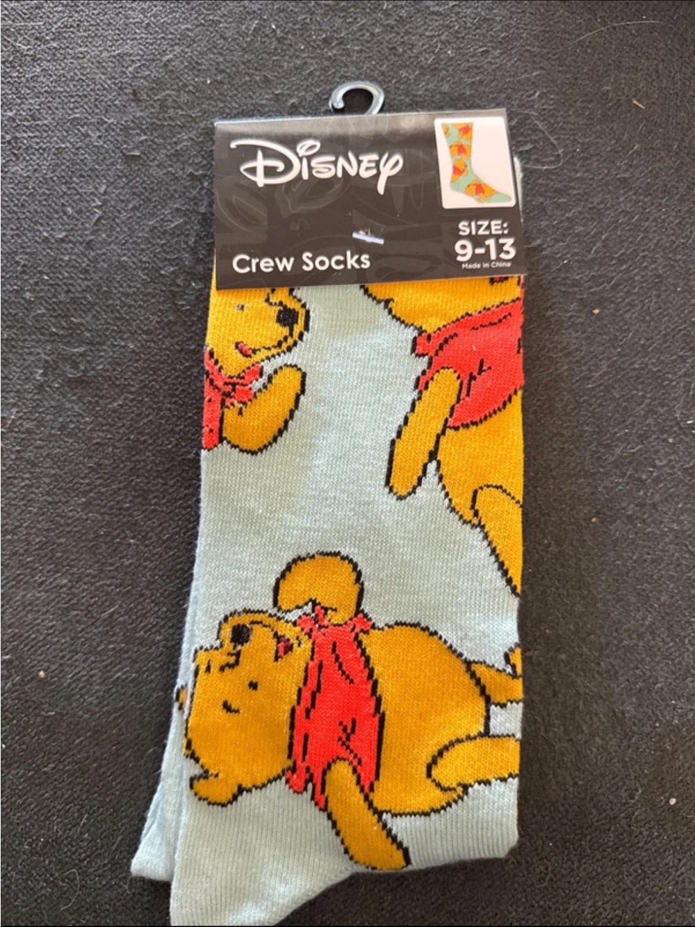 Disney Winnie the Pooh Crew Socks - Light Blue, Yellow & Red